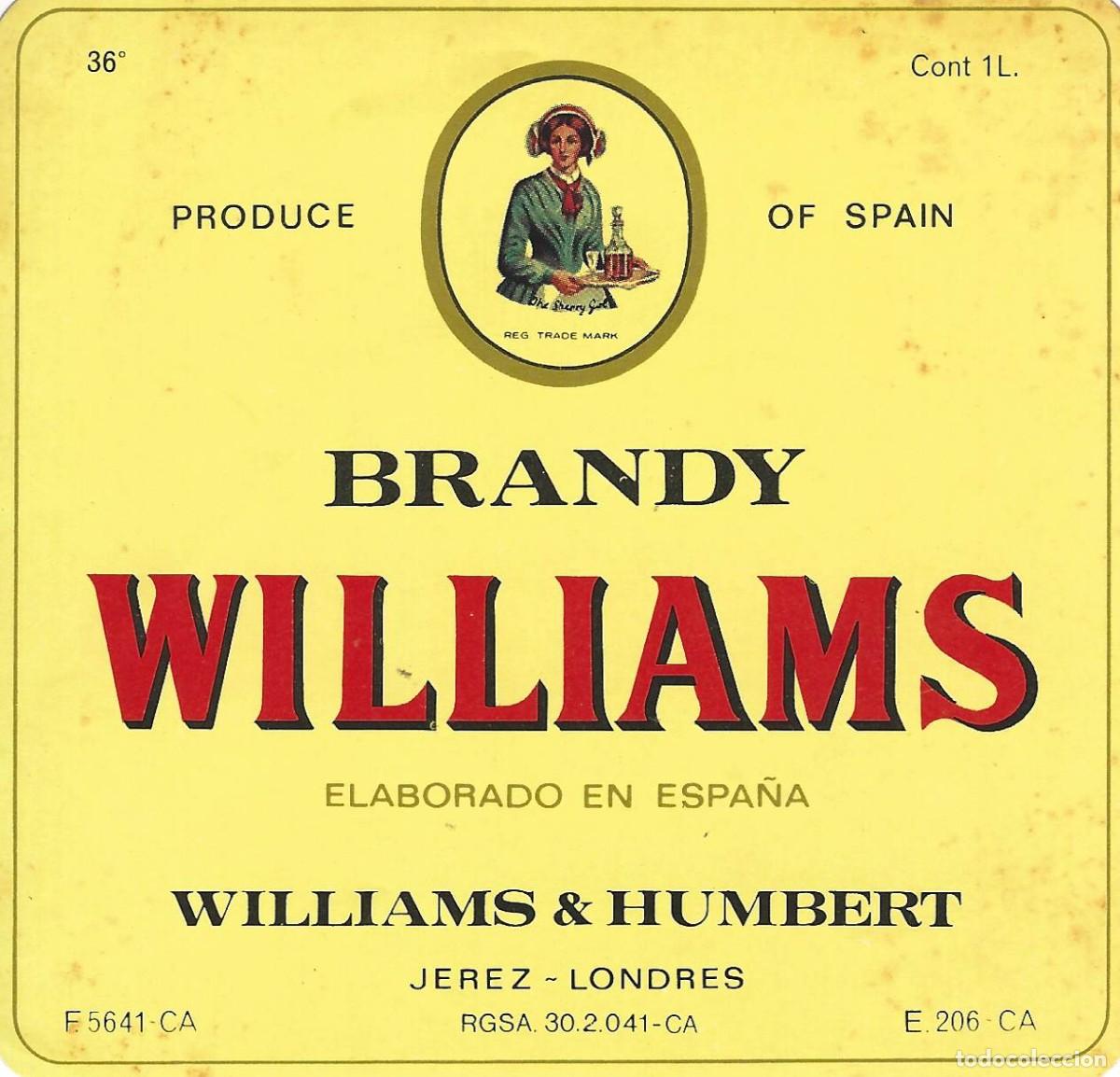 Etiquetas antiguas: E662 BODEGAS WILLIAMS & HUMBERT-BRANDY WILLIAMS-1L-36% - Foto 1