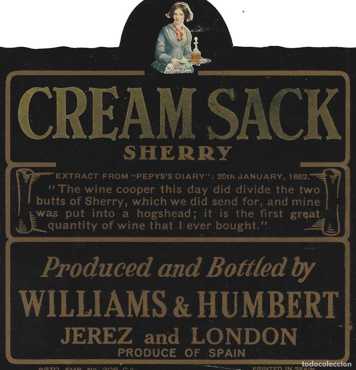 Etiquetas antiguas: E663 BODEGAS WILLIAMS & HUMBERT-CREAM - Foto 1