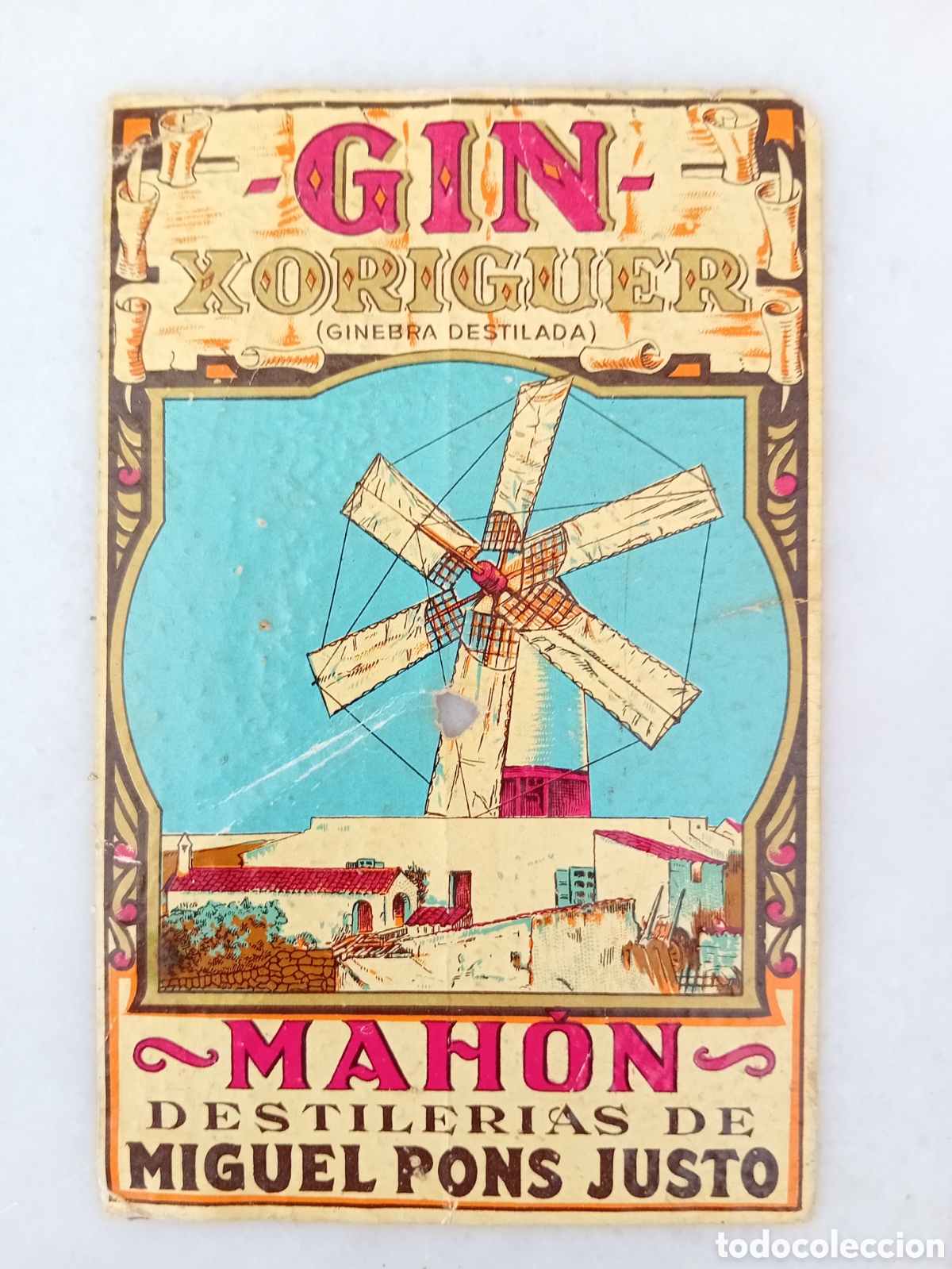 Etiquetas antiguas: antigua etiqueta gin xoriguer mahon Miguel pons justo la primera en salir