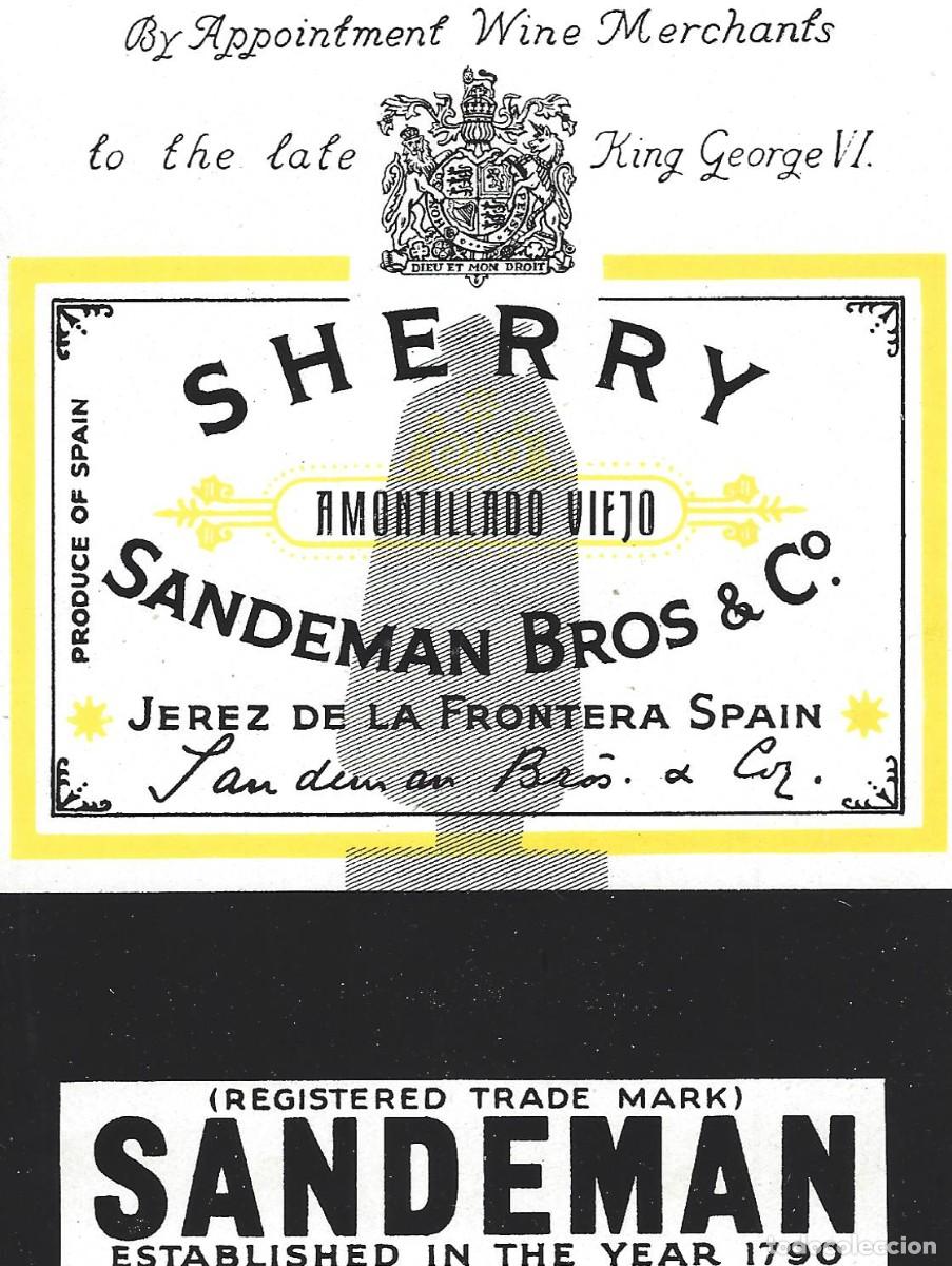 Etiquetas antiguas: E743 BODEGAS SANDEMAN-AMONTILLADO - Foto 1
