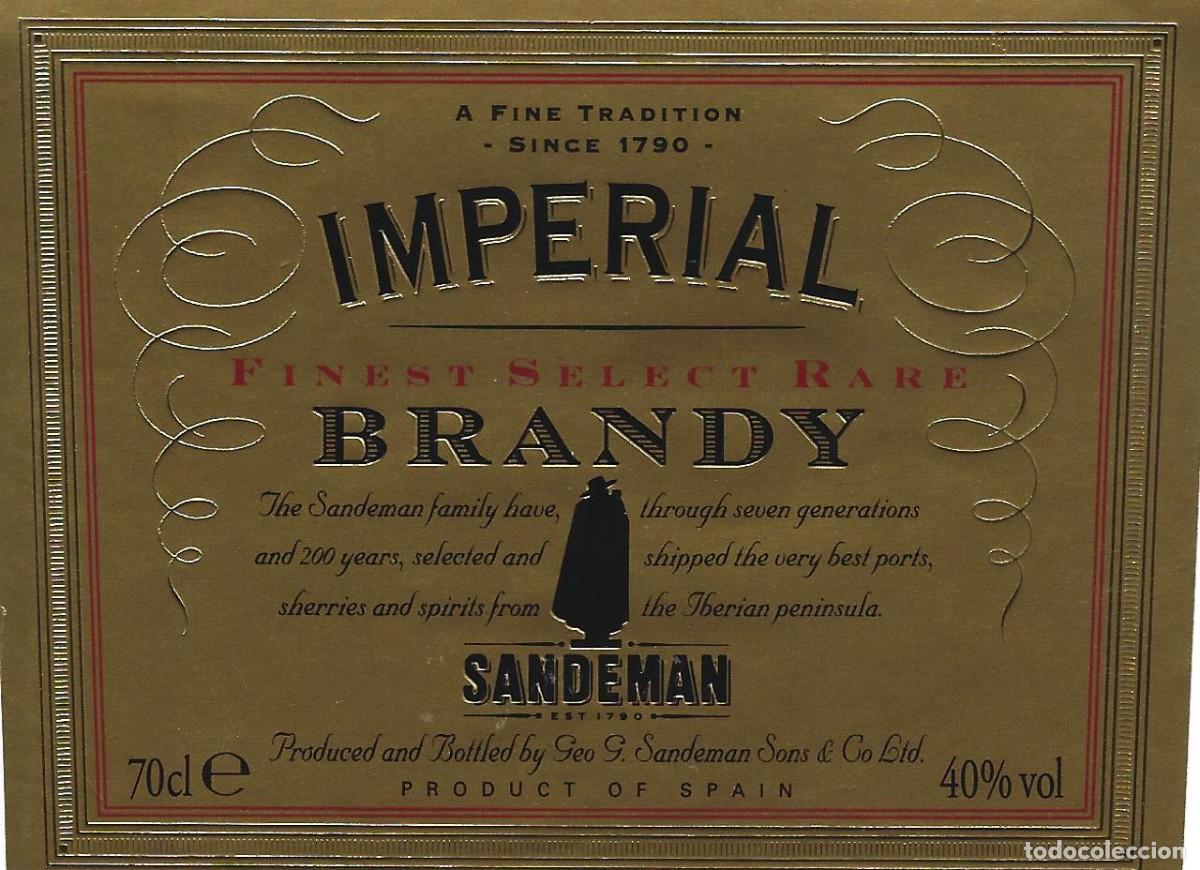Etiquetas antiguas: E744 BODEGAS SANDEMAN-BRANDY IMPERIAL-0.70L-40% - Foto 1
