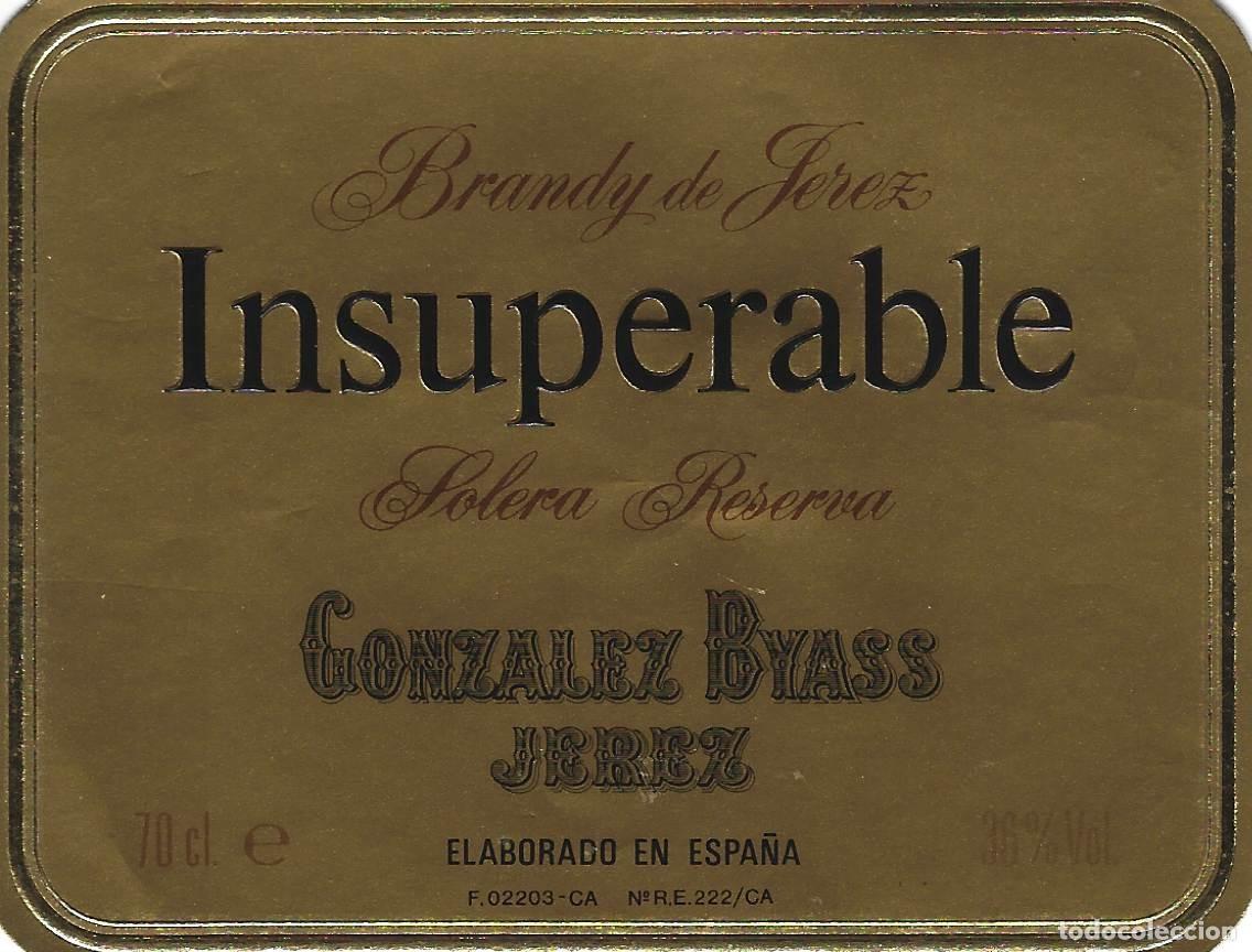 Etiquetas antiguas: E775 BODEGAS GONZALEZ BYASS-BRANDY INSUPERABLE-0.70L-36% - Foto 1