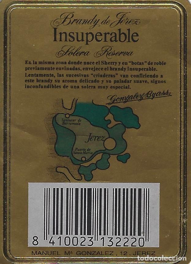 Etiquetas antiguas: E776 BODEGAS GONZALEZ BYASS-BRANDY INSUPERABLE - Foto 1