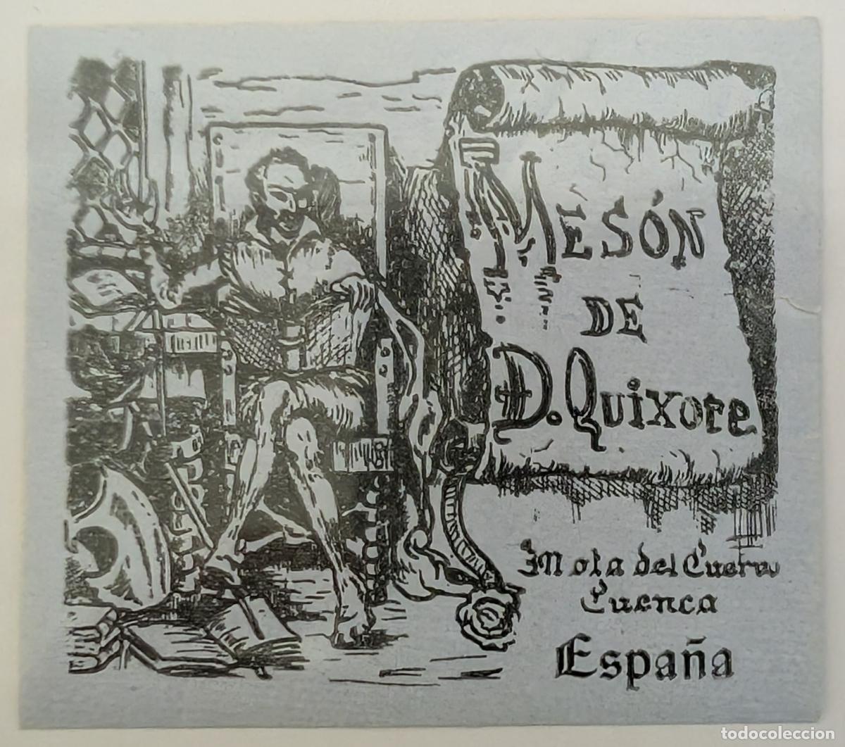Etiquetas antiguas: Mes&oacute;n de Don Quijote - Etiqueta publicitaria de producto - Mota del Cuervo - Cuenca