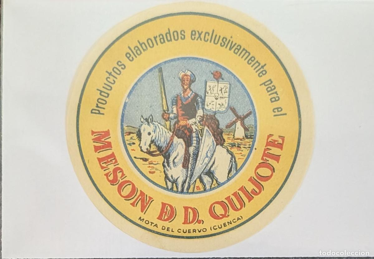 Etiquetas antiguas: Mes&oacute;n de Don Quijote - Etiqueta publicitaria de producto - Mota del Cuervo - Cuenca