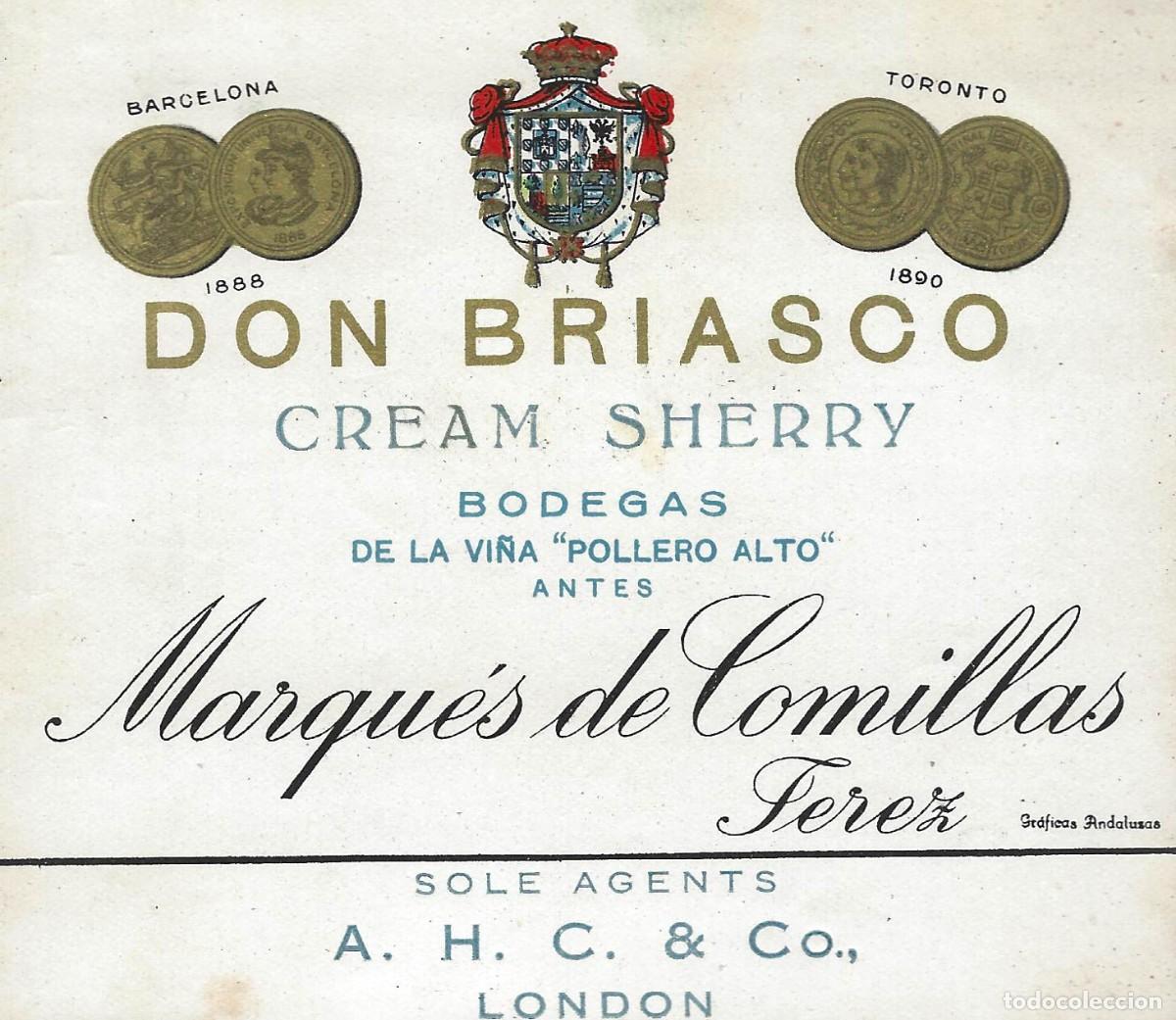 Etichette antiche: E1164 BODEGAS POLLERO ALTO-CREAM DON BRIASCO