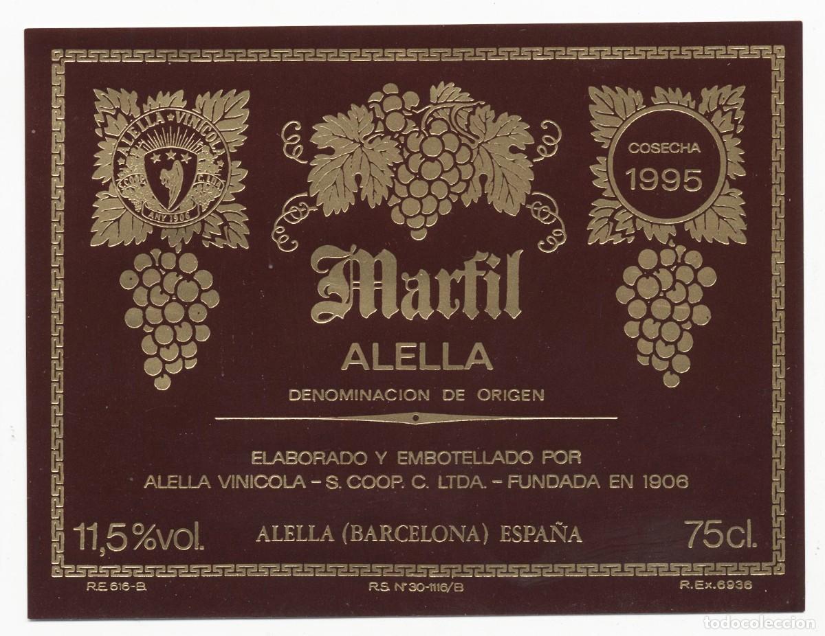 Etichette antiche: ETIQUETA ORIGINAL VINICOLA DE ALELLA MARFIL COSECHA 1995 PERFECTO ESTADO