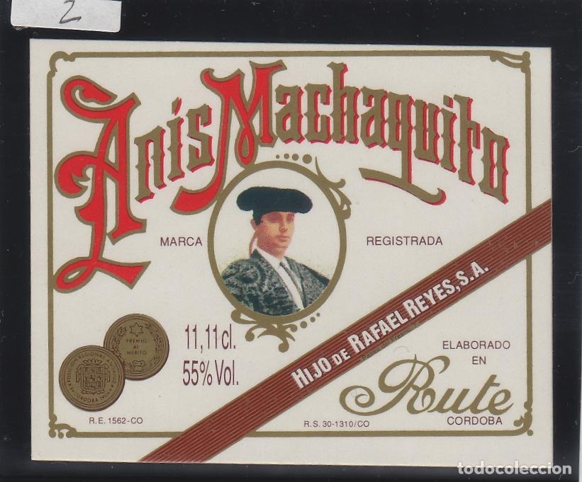 Alte Etiketten: RUTE ( C&oacute;rdoba ) ANIS MACHAQUITO ,RAFAEL REYES .peque&ntilde;a 11,11cl 6,2x5cm. ETIQUETA DE VINO ref ETQ 5