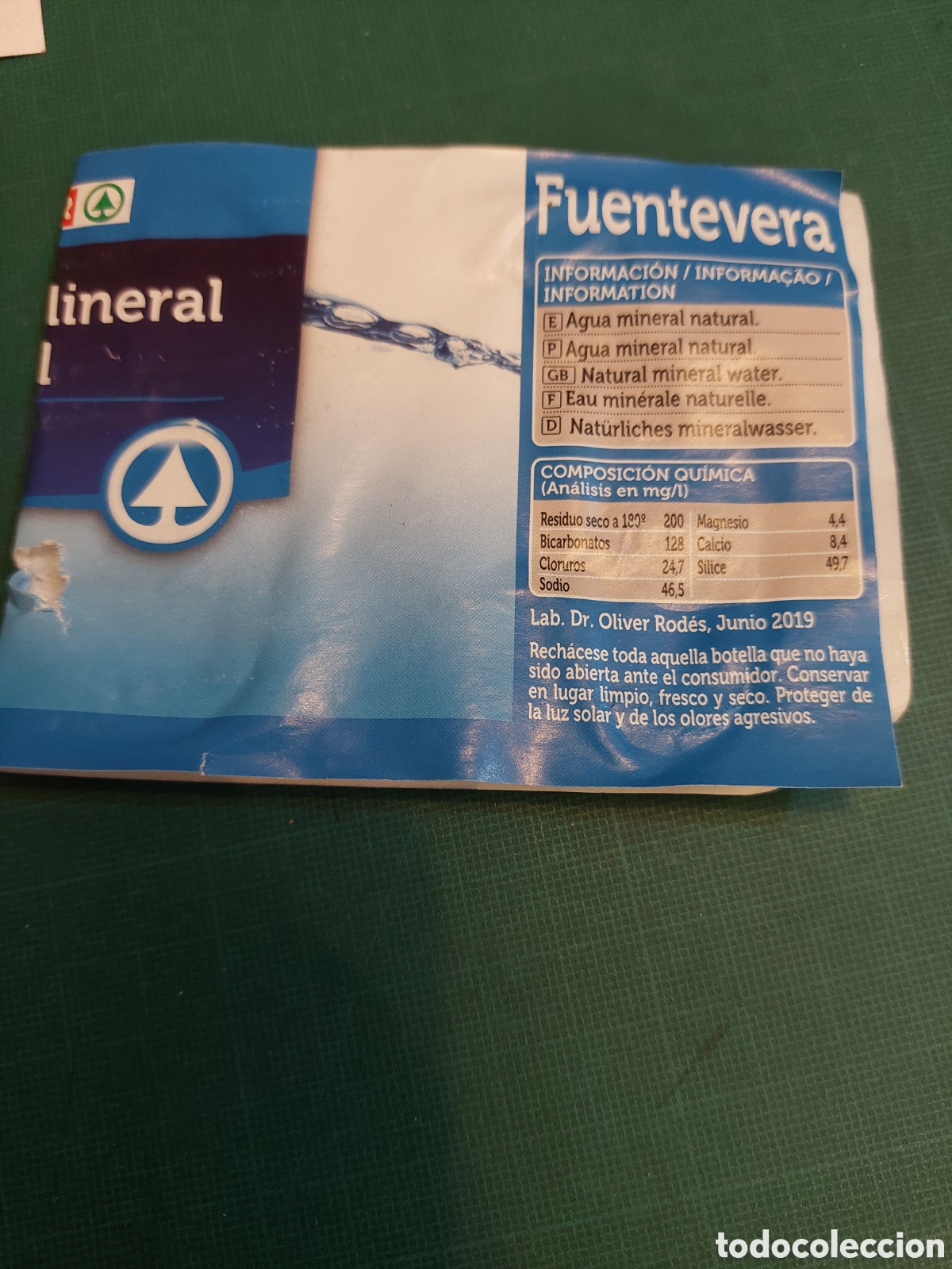 Alte Etiketten: ETIQUETA AGUA MINERAL NATURAL GALICIA FUENTEVERA