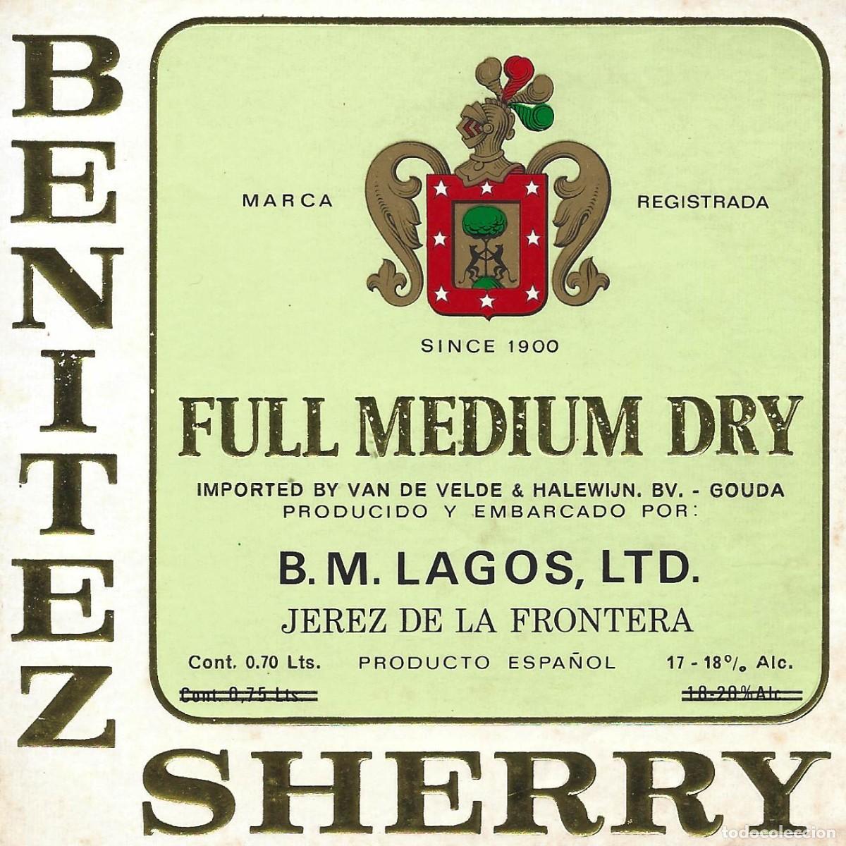 Etiquetas antiguas: E896 BODEGAS B. M. LAGOS-MEDIUM DRY-0.70L-17.50% - Foto 1