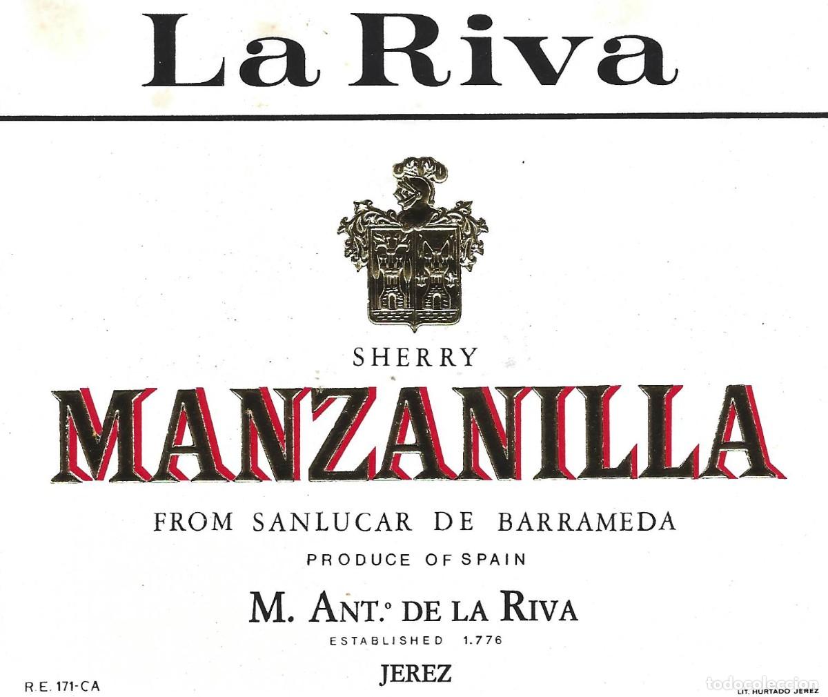 Etiquetas antiguas: E902 BODEGAS M. ANTONIO DE LA RIVA-MANZANILLA - Foto 1
