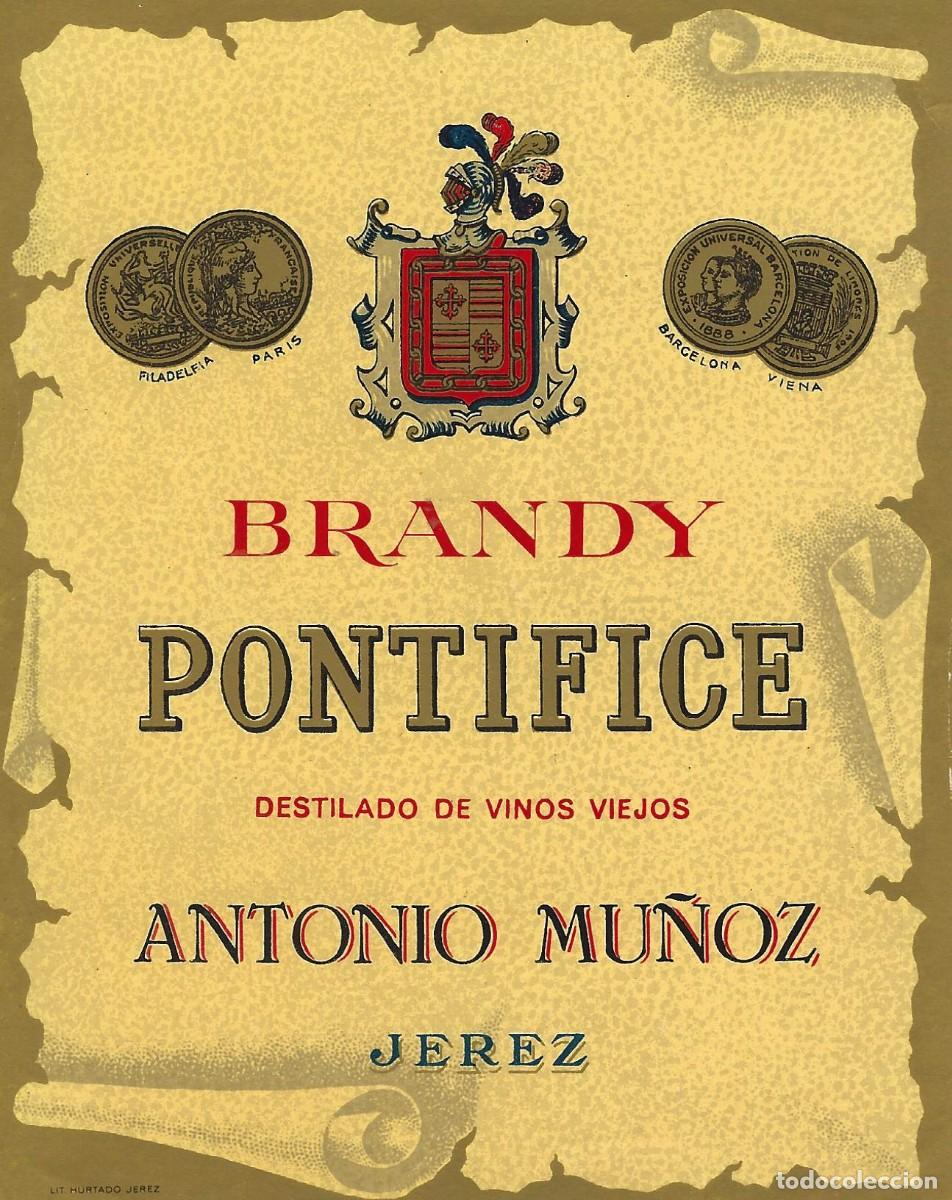 Etiquetas antiguas: E930 BODEGAS ANTONIO MU&Ntilde;OZ-BRANDY PONTIFICE - Foto 1