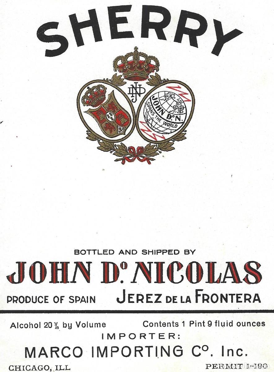 Etiquetas antiguas: E938 BODEGAS JOHN D&ordm;. NICOLAS-JEREZ - Foto 1
