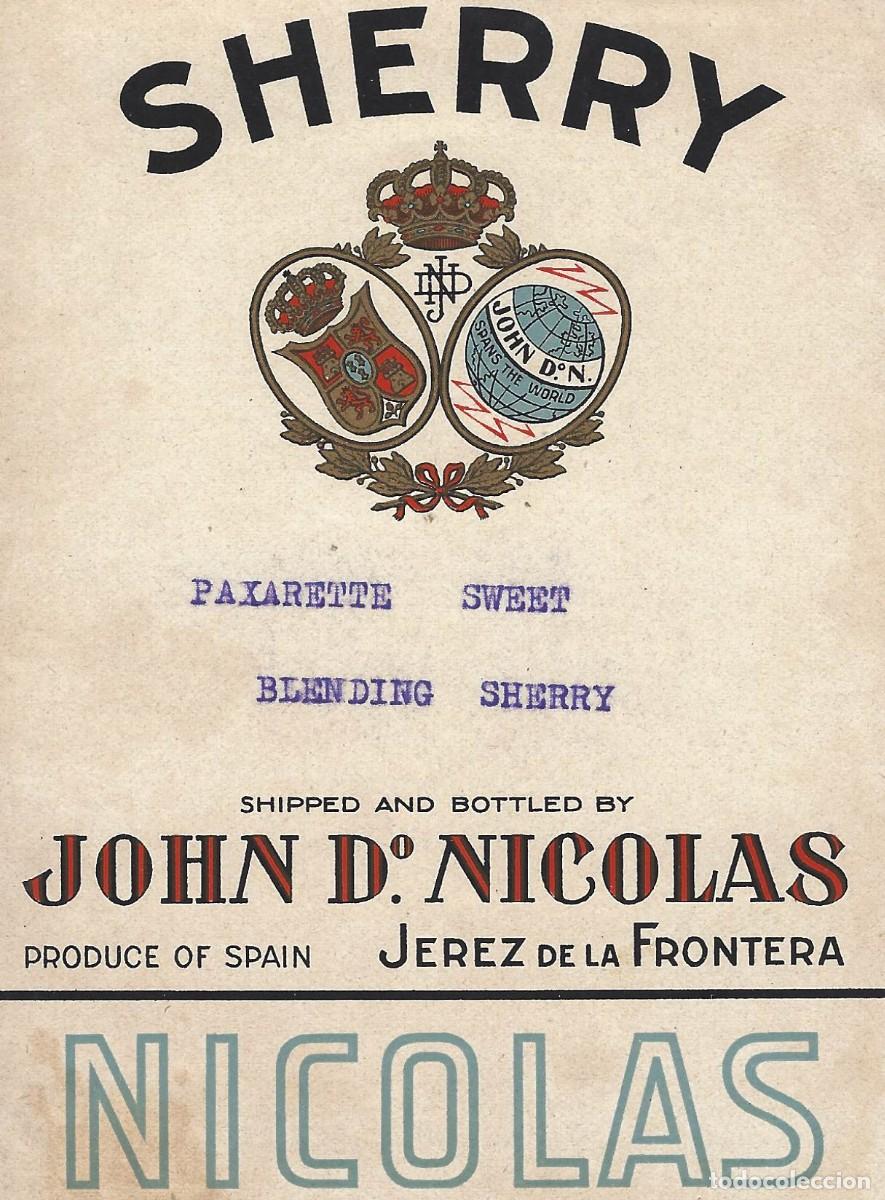 Etiquetas antiguas: E939 BODEGAS JOHN D&ordm;. NICOLAS-JEREZ - Foto 1