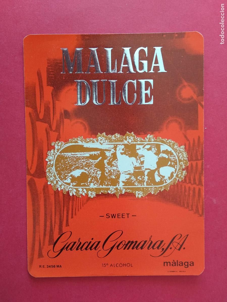 Etiquetas antiguas: ETIQUETA DE VINO MALAGA GARCIA GOMARA DULCE