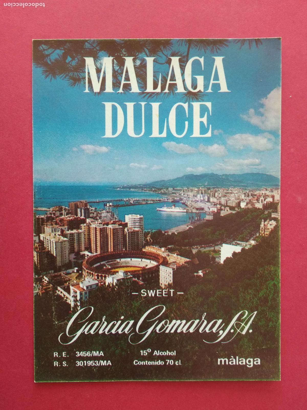Etiquetas antiguas: ETIQUETA DE VINO MALAGA GARCIA GOMARA DULCE