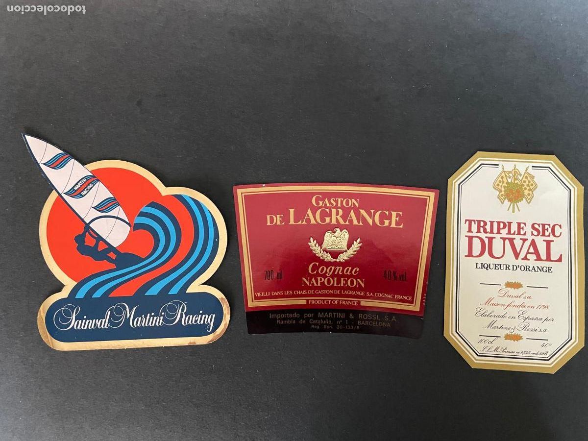Etichette antiche: LOTE DE 2 ETIQUETAS BEBIDAS ALCOHOLICAS + ADHESIVO MARTINI
