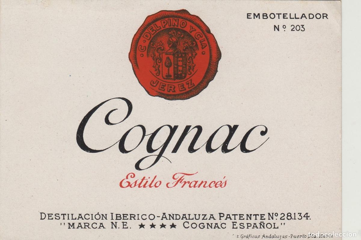 Etiquetas antiguas: DESTILACION IB&Eacute;RICO ANDALUZA , PTO DE STA MARIA , COGNAC CO&Ntilde;AC ESPA&Ntilde;OL ETIQUETA DE VINO ref 367