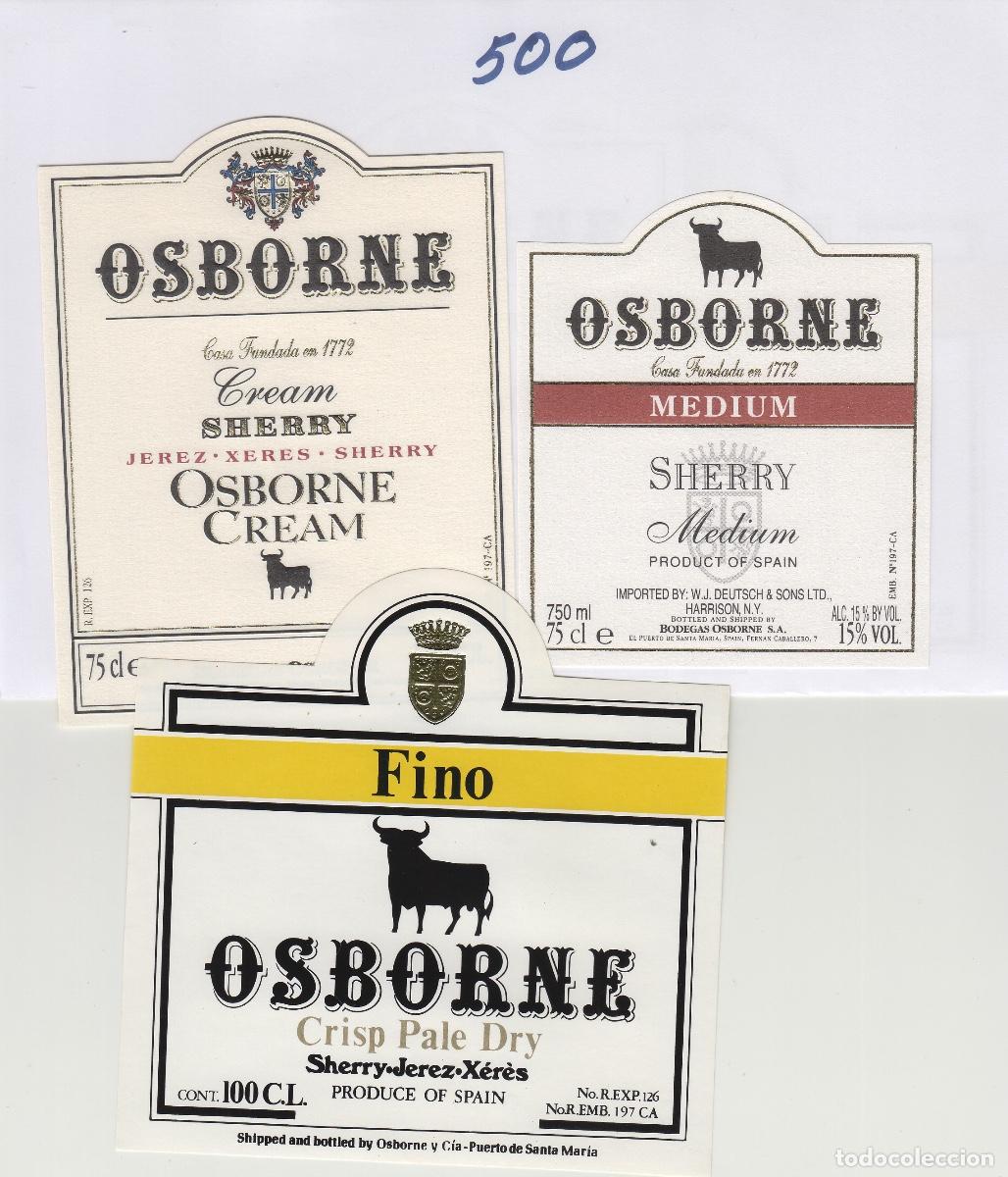 Etiquetas antiguas: OSBORNE , JEREZ , foto de lote . ETIQUETA DE VINO ref 500