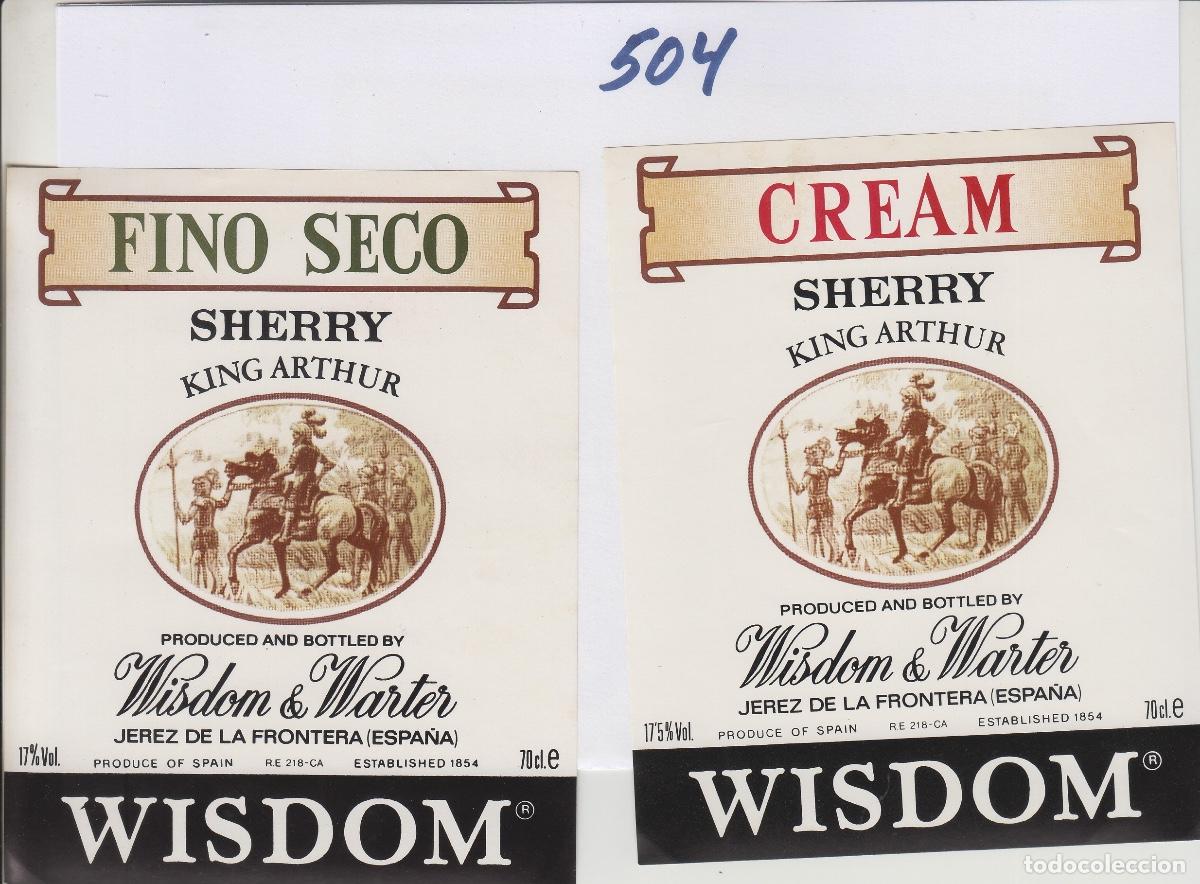 Etiquetas antiguas: WISDOM & WARTER , JEREZ - SHERRY FINO CREAM . ETIQUETA DE VINO ref 504