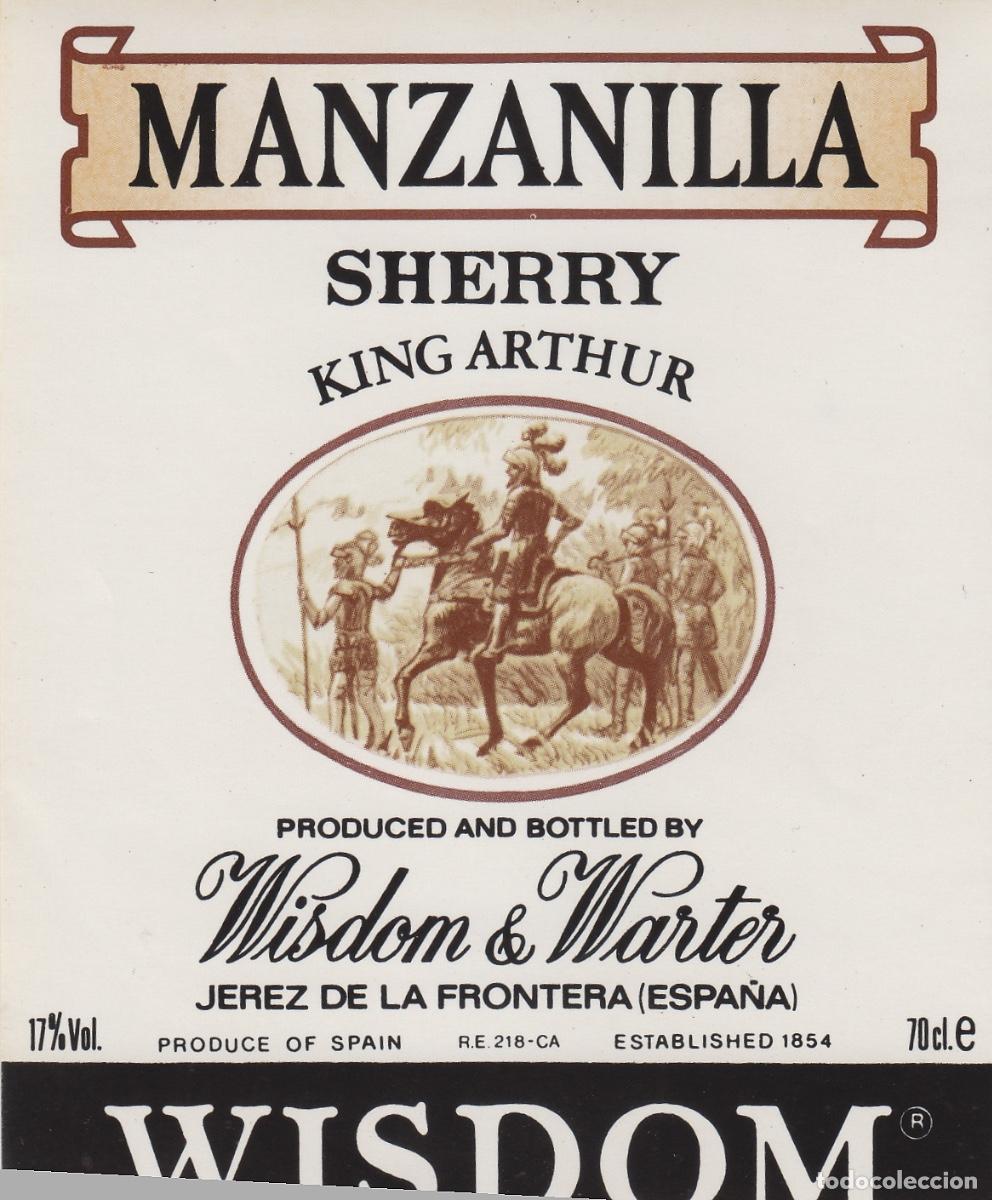 Etiquetas antiguas: WISDOM & WARTER , JEREZ - MANZANILLA . ETIQUETA DE VINO ref 504
