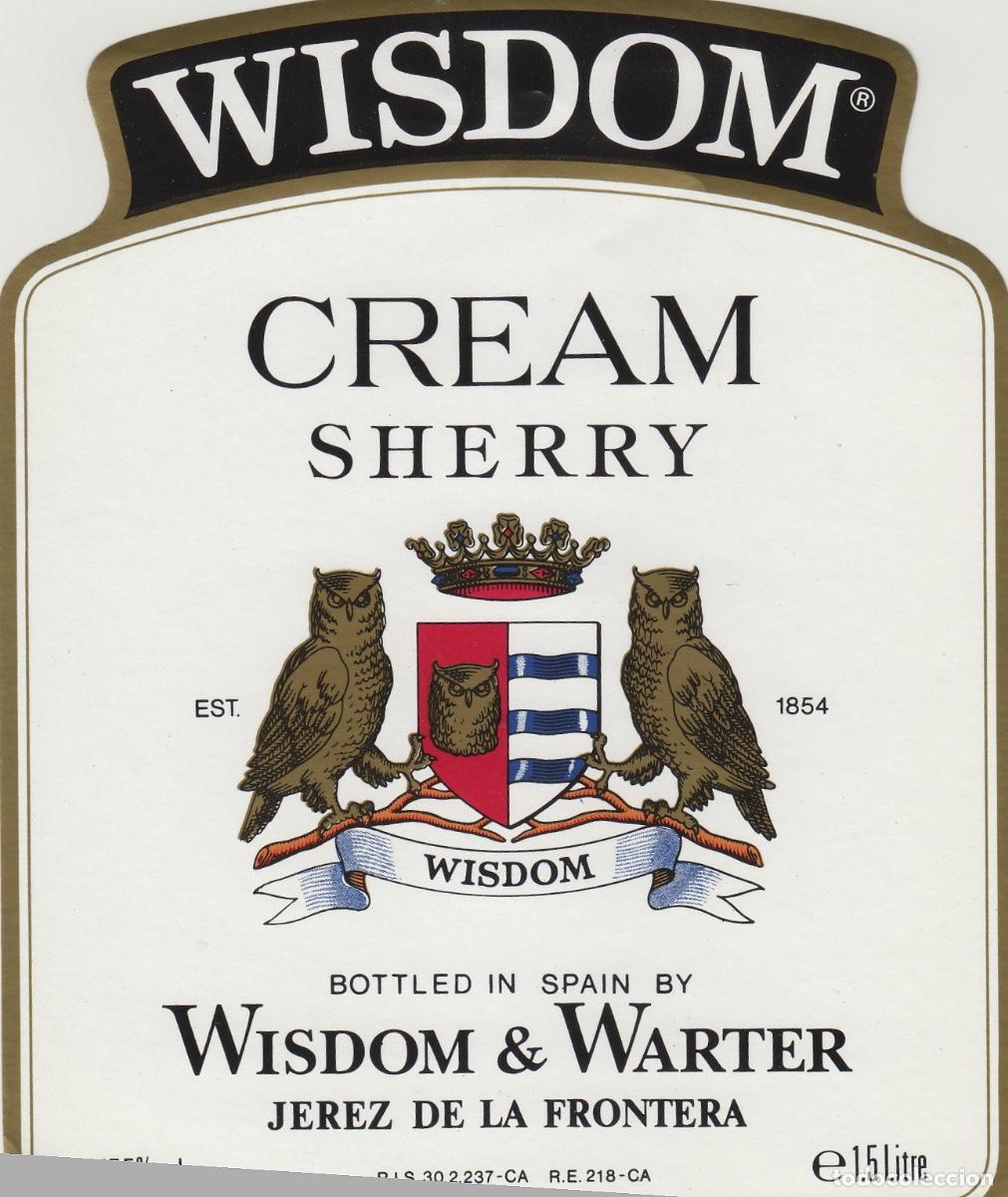 Etiquetas antiguas: WISDOM & WARTER , JEREZ - CREAM . ETIQUETA DE VINO ref 504