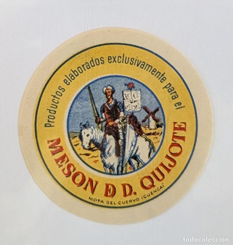 Etiquetas antiguas: Mes&oacute;n de Don Quijote - Etiqueta publicitaria de producto - Mota del Cuervo - Cuenca