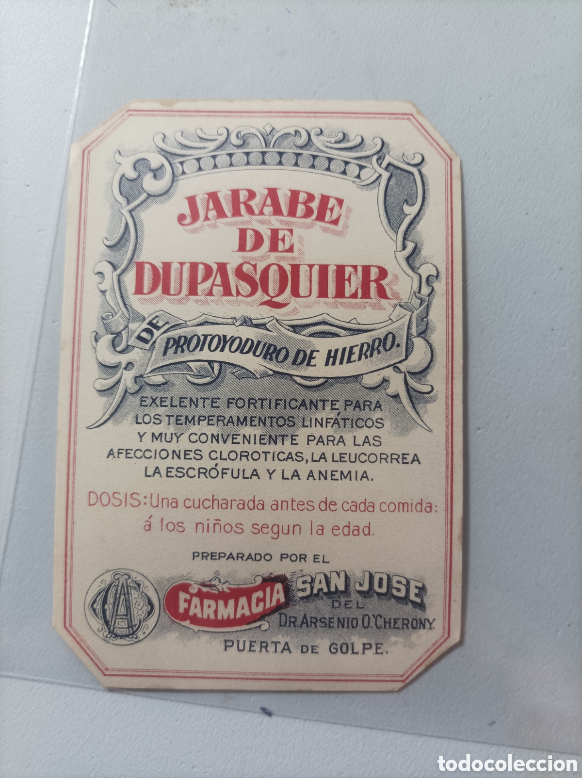 Alte Etiketten: Cuba, etiqueta jarabe medicinal pinar del r&iacute;o , principios siglo XX.