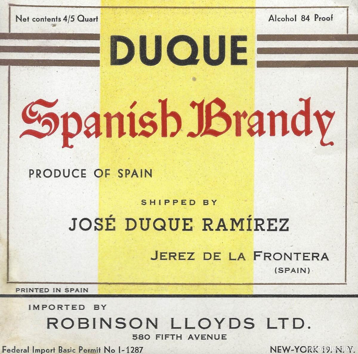 Etiquetas antiguas: E2057 BODEGAS JOSE DUQUE RAMIREZ-BRANDY DUQUE - Foto 1