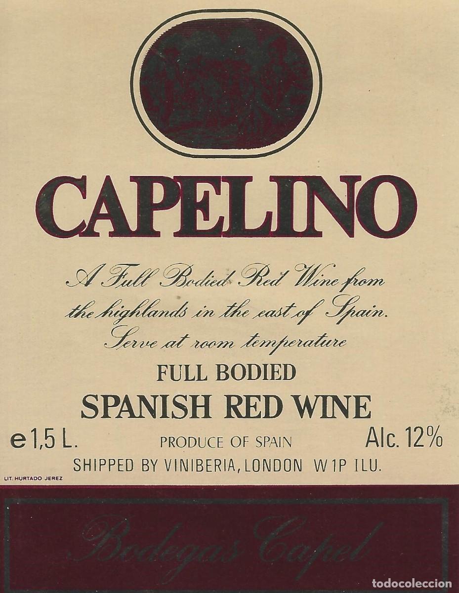 Etiquetas antiguas: E1057 BODEGAS CAPEL-CAPELINO-1.5L-12% - Foto 1