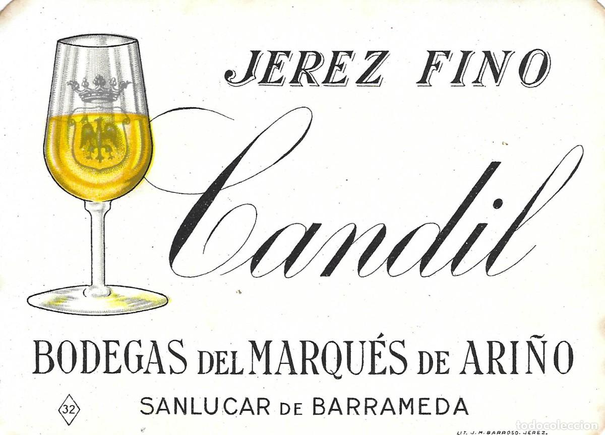 Etiquetas antiguas: E1235 BODEGAS DEL MARQUES DE ARI&Ntilde;O-JEREZ CANDIL - Foto 1