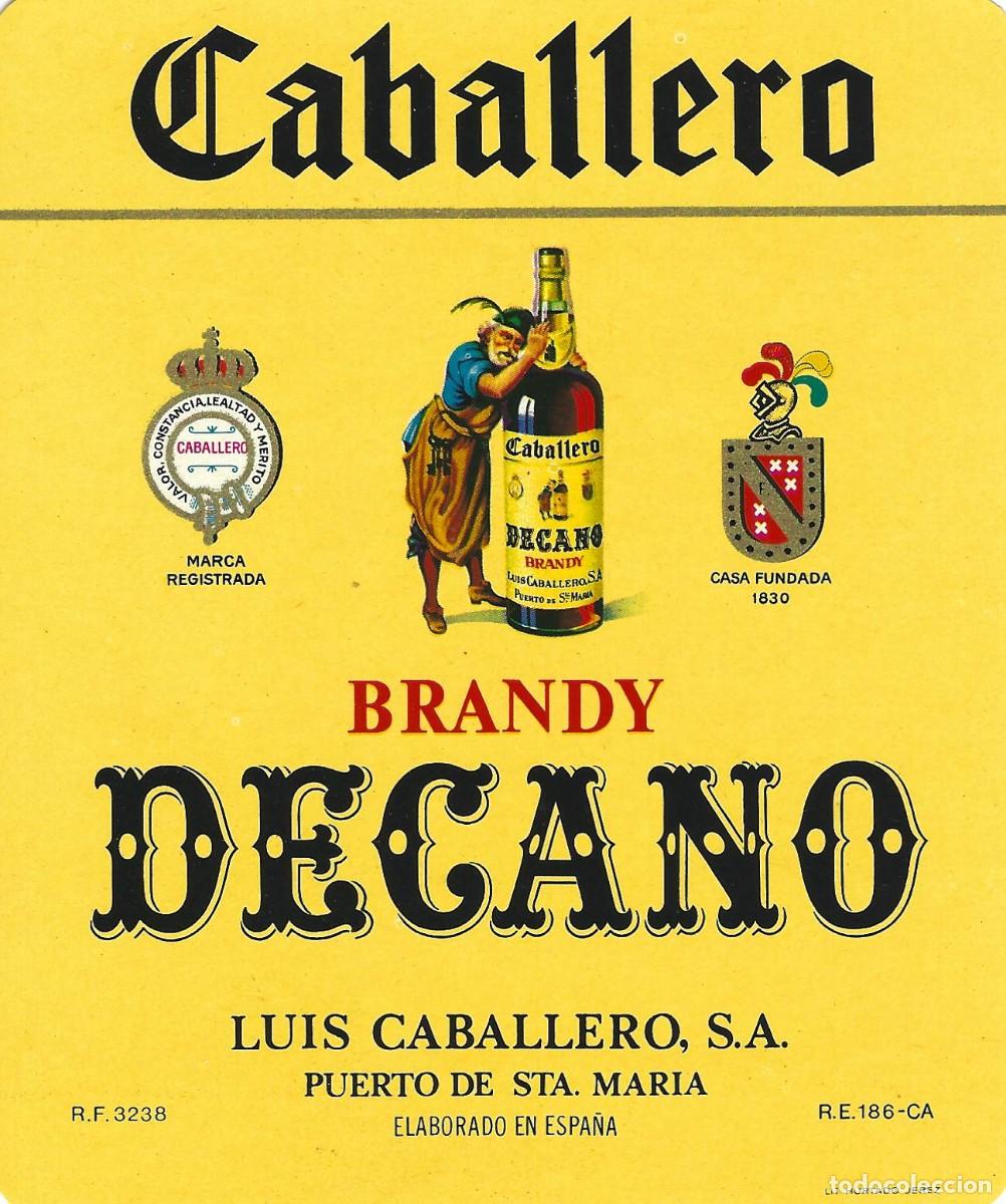 Etiquetas antiguas: E1088 BODEGAS LUIS CABALLERO-BRANDY DECANO-35% - Foto 1