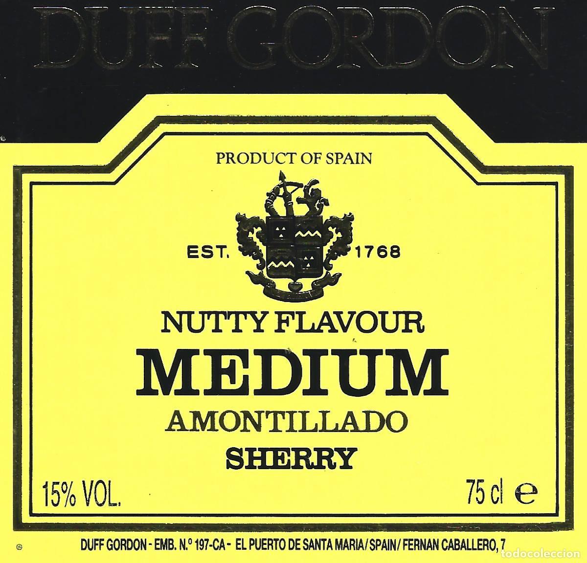 Etiquetas antiguas: E1097 BODEGAS DUFF GORDON-AMONTILLADO MEDIUM-0.75L-15% - Foto 1