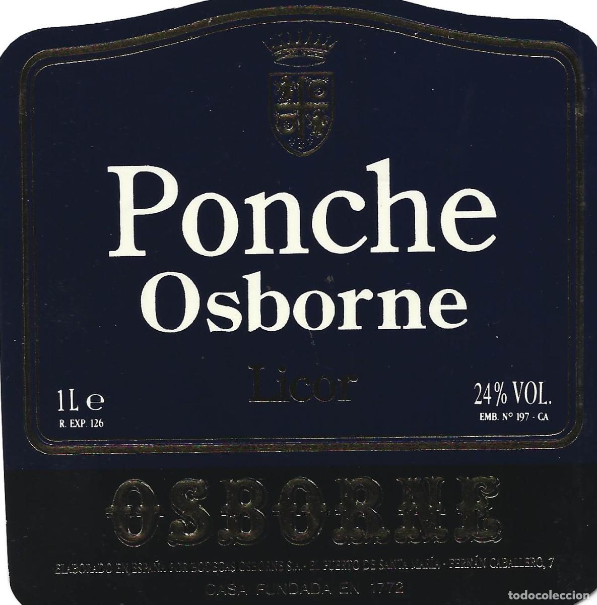 Etiquetas antiguas: E1124 BODEGAS OSBORNE-PONCHE OSBORNE-1L-24% - Foto 1