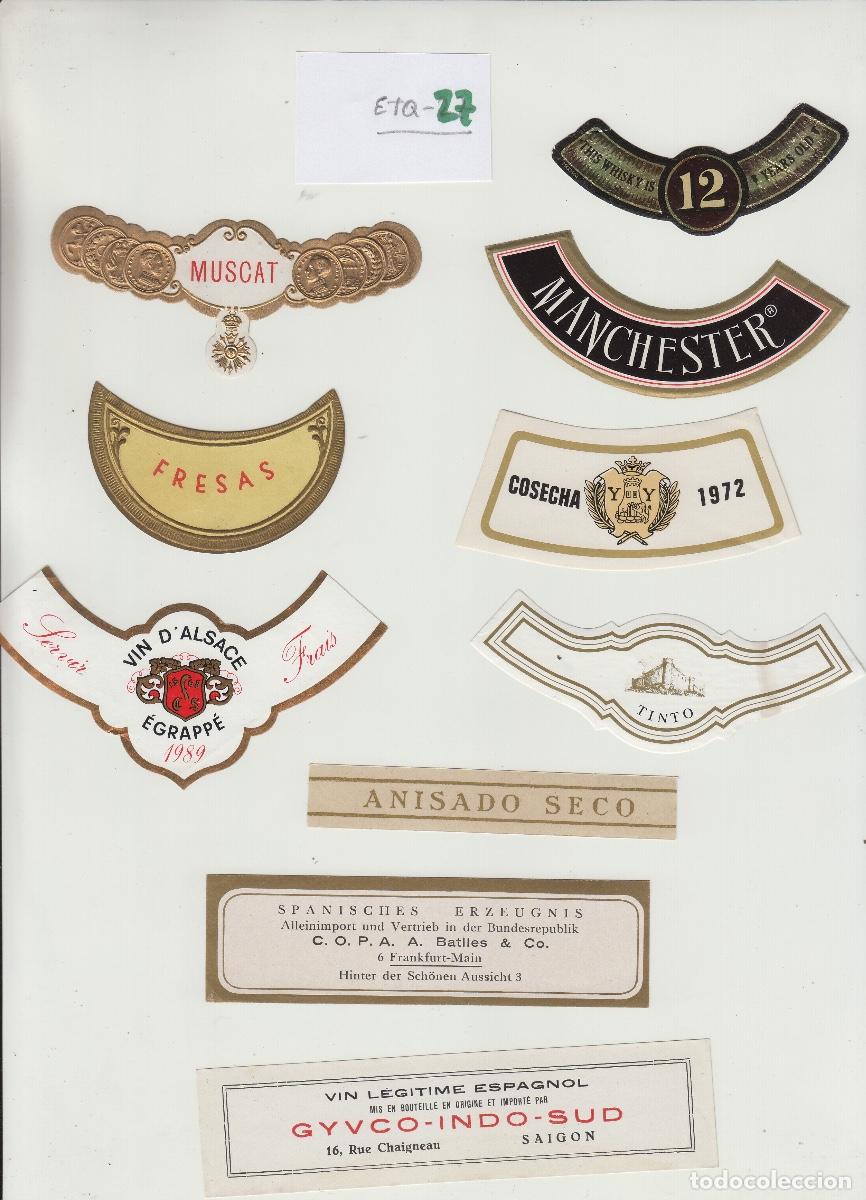 Etiquetas antiguas: COLLARINES . LOTE DE FOTO // BRANDY LICOR etccc , ETIQUETA VINO ref ETQ 27