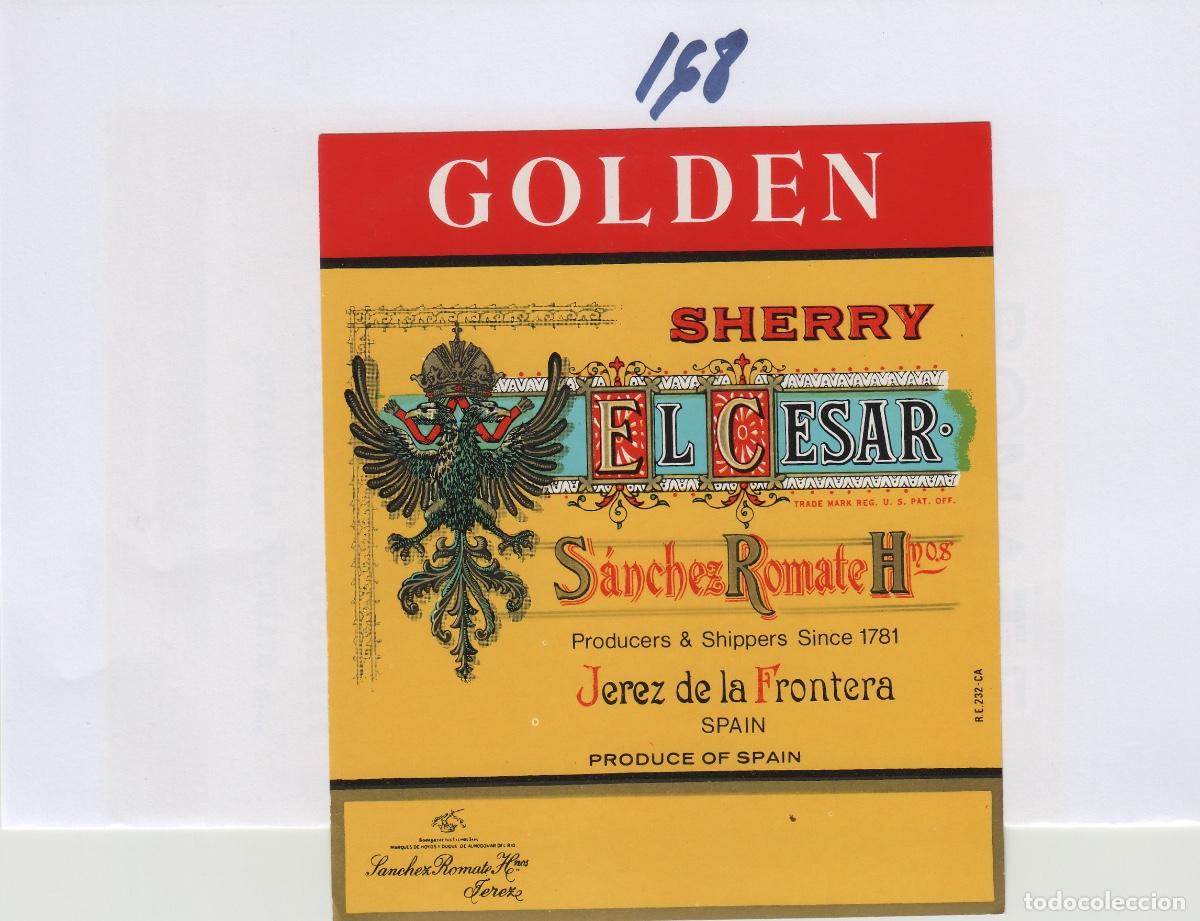 Etiquetas antiguas: SANCHEZ ROMATE . JEREZ , SHERRY - GOLDEN EL C&Eacute;SAR - ETIQUETA VINO ref 168