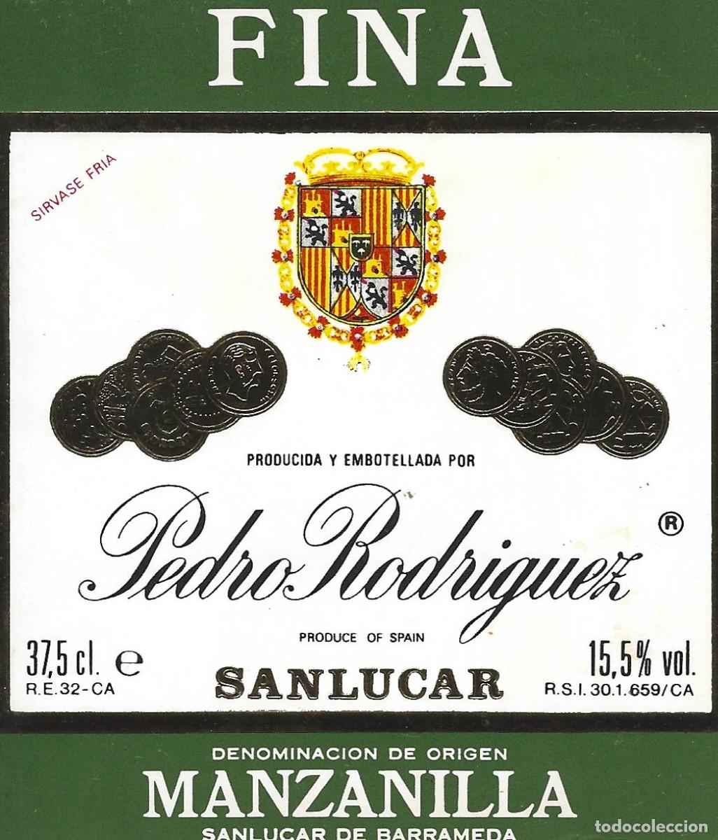 Etiquetas antiguas: E1257 BODEGAS PEDRO RODRIGUEZ E HIJOS-MANZANILLA-0.375L-15.50%