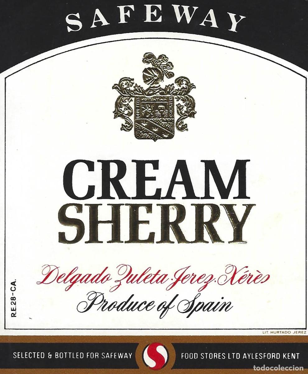 Etiquetas antiguas: E1288 BODEGAS DELGADO ZULETA-CREAM SAFEWAY - Foto 1