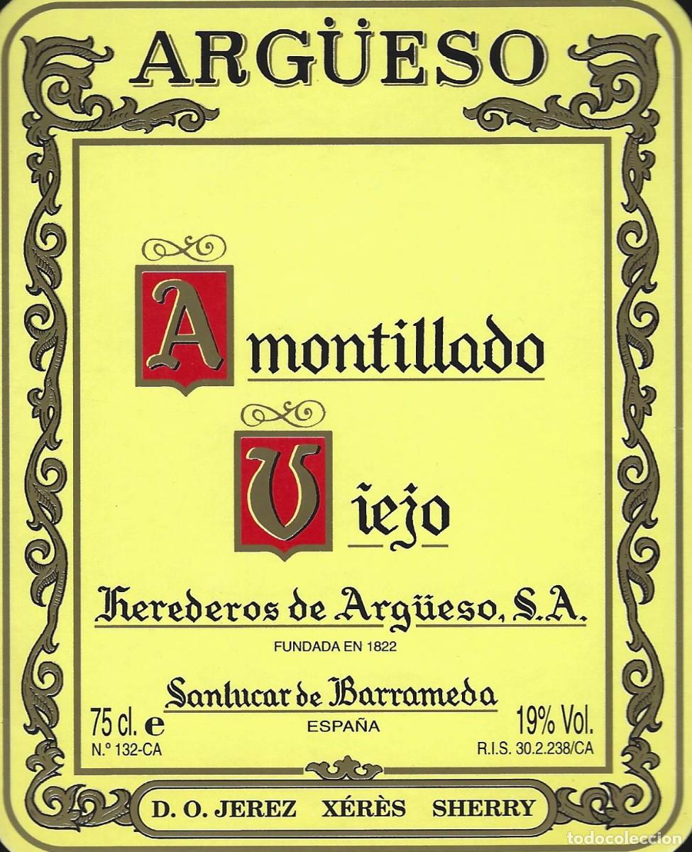 Etiquetas antiguas: E2097 BODEGAS HEREDEROS DE ARGUESO-AMONTILLADO ARGUESO-0.75L-19%