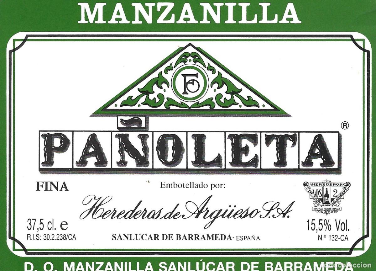 Etiquetas antiguas: E1324 BODEGAS HEREDEROS DE ARGUESO-MANZANILLA PA&Ntilde;OLETA-0.375L-15.50%