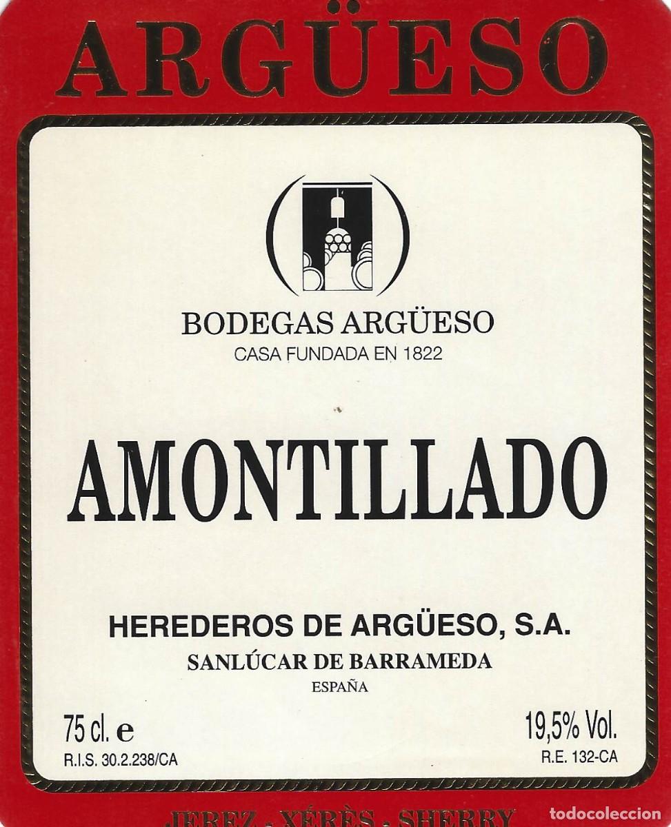 &Eacute;tiquettes anciennes: E1352 BODEGAS HEREDEROS DE ARGUESO-AMONTILLADO ARGUESO-0.75L-19.50%