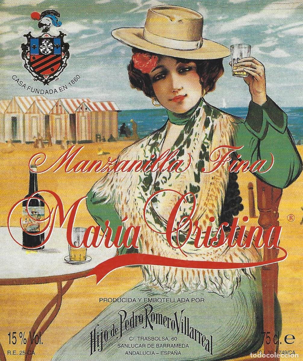 Old Labels: E1400 BODEGAS PEDRO ROMERO-MANZANILLA MARIA CRISTINA-0.75L-15%