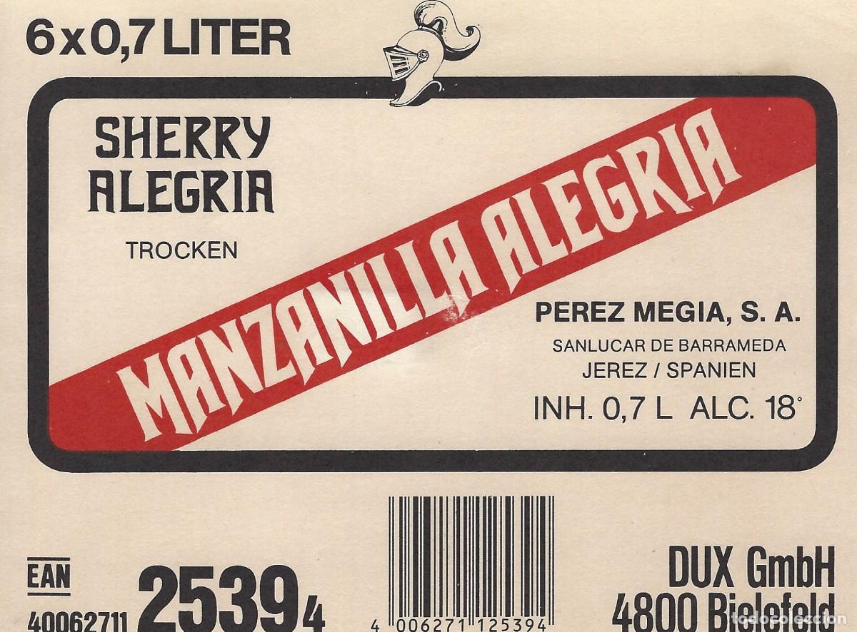 Old Labels: E1432 BODEGAS PEREZ MEGIA-MANZANILLA ALEGRIA-0.70L-18%