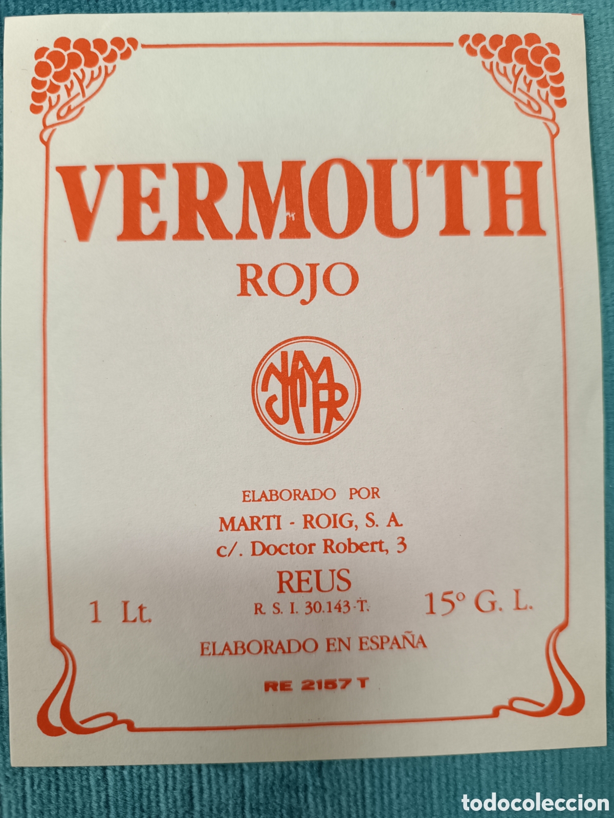 Etichette antiche: VERMOUTH Rojo MARTI - ROIG, S.A. Reus