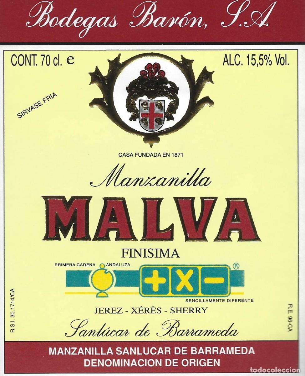 Etiquetas antigas: E2233 BODEGAS BARON-MANZANILLA MALVA-0.70L-15.50%