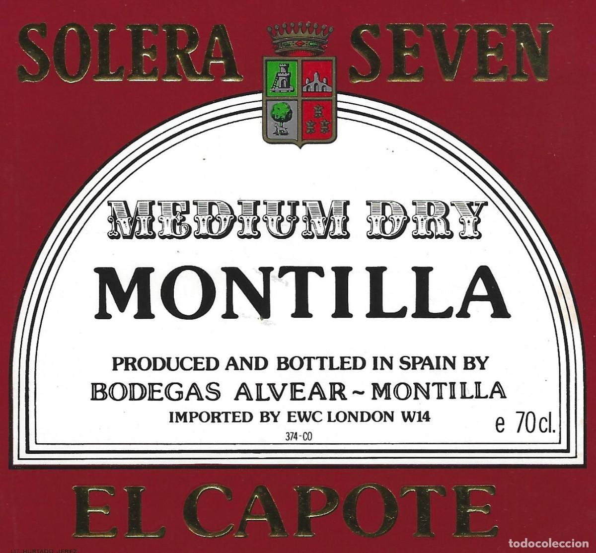 Etiquetas antiguas: E1520 BODEGAS ALVEAR-MEDIUM DRY EL CAPOTE-0.70L - Foto 1