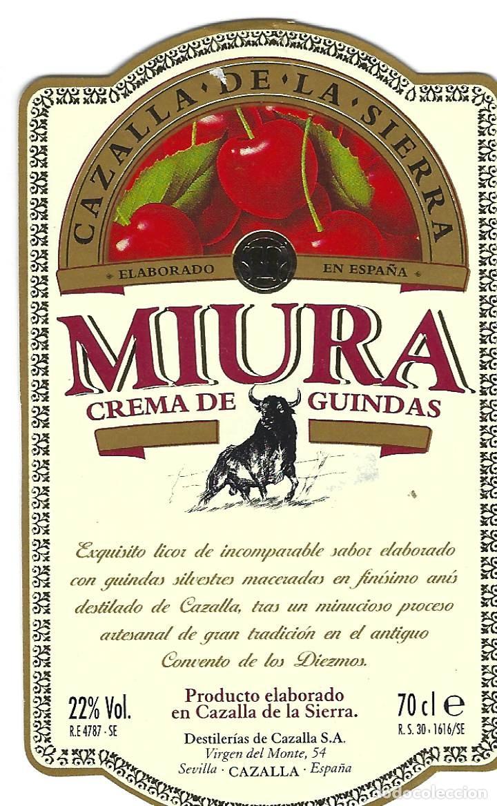 &Eacute;tiquettes anciennes: E1587 BODEGAS DESTILERIAS DE CAZALLA-CREMA DE GUINDAS MIURA-0.70L-22%