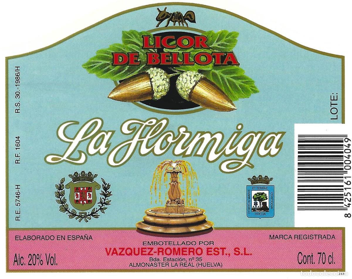 Etichette antiche: E1592 BODEGAS VAZQUEZ ROMERO EST.-LICOR DE BELLOTA LA HORMIGA-0.70L-20%