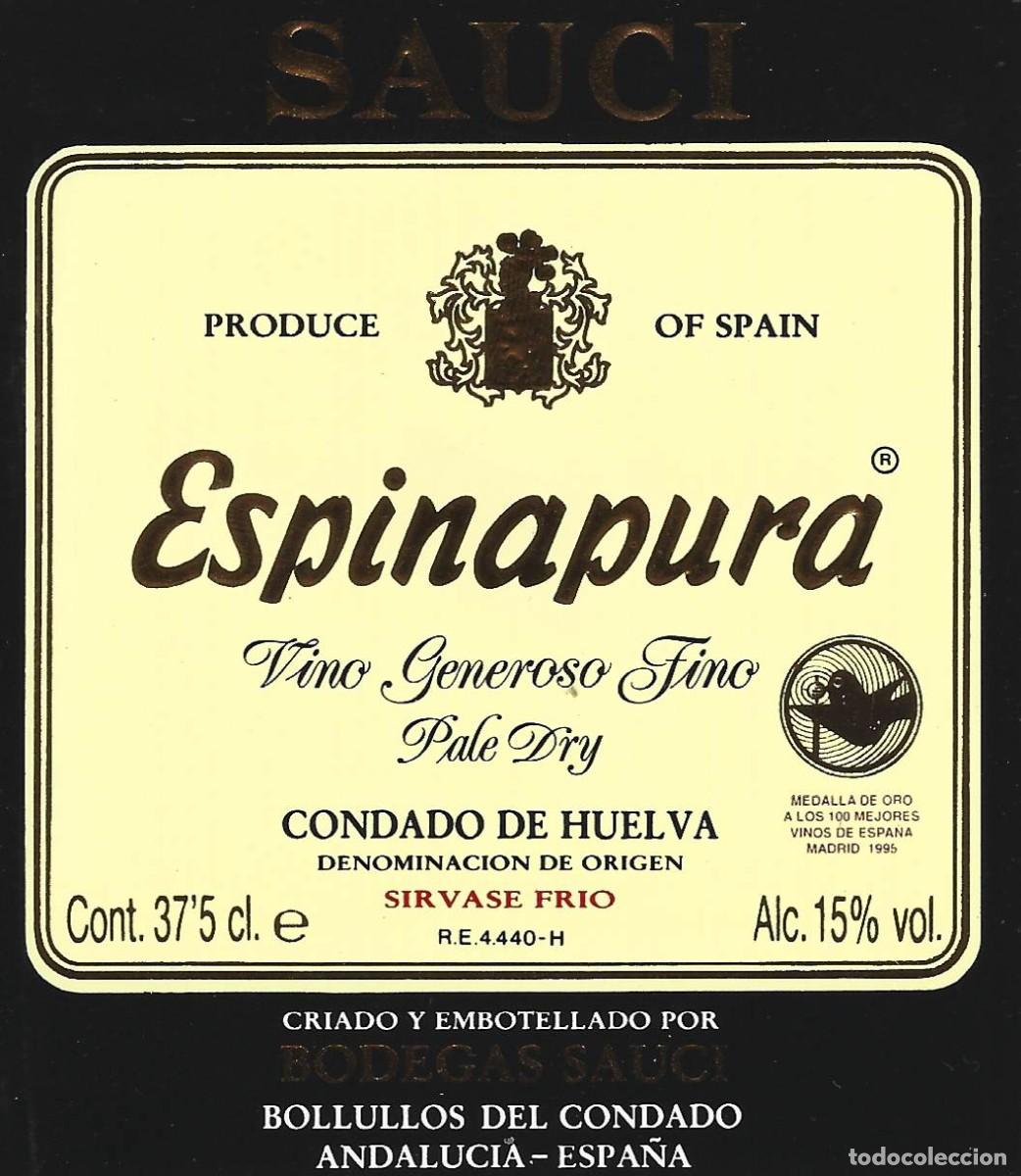 &Eacute;tiquettes anciennes: E1596 BODEGAS SAUCI-PALE DRY ESPINAPURA-0.375L-15%