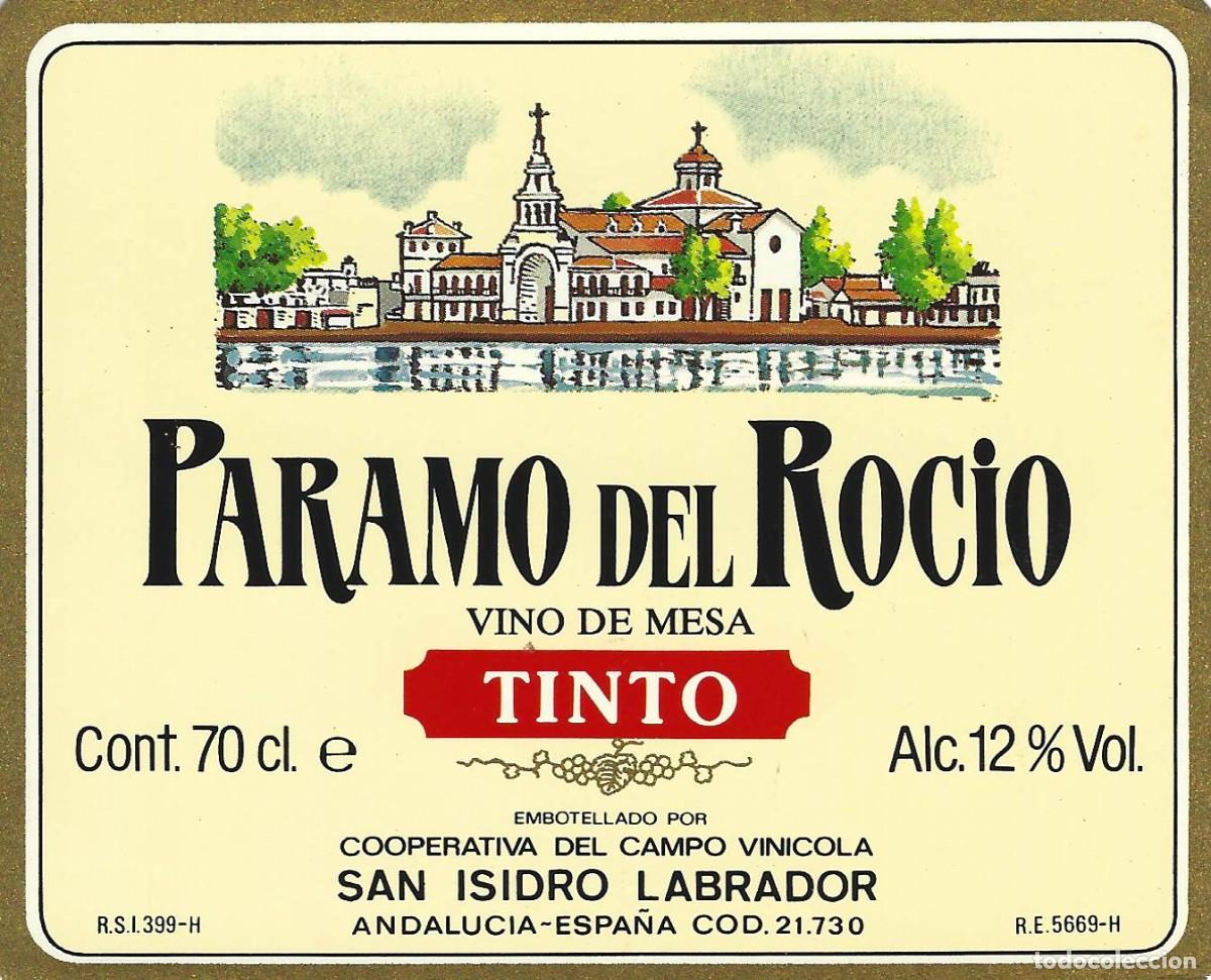 Old Labels: E1601 BODEGAS COOPERATIVA SAN ISIDRO LABRADOR-VINO TINTO PARAMO DEL ROCIO-0.70L-12%